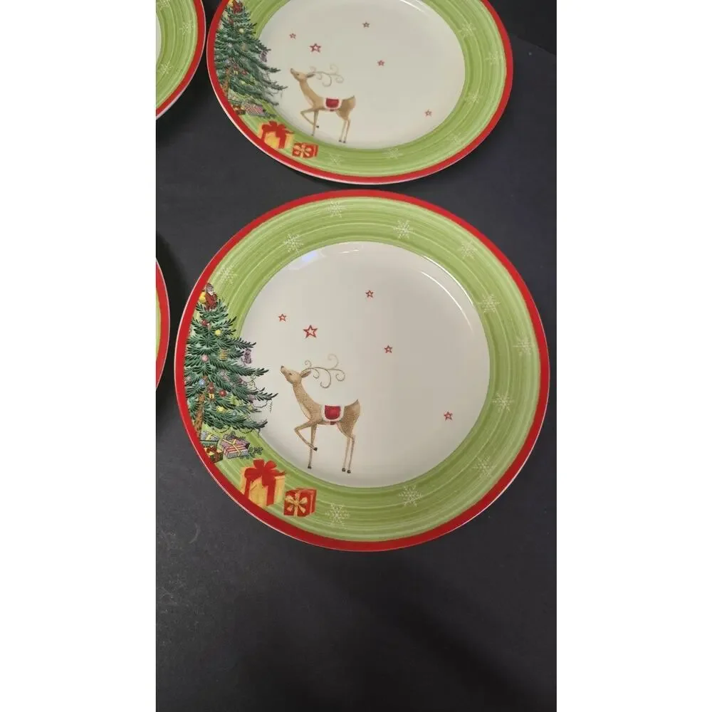 Spode Christmas Jubilee Salad Plates Set Of 4 Reindeer Tree Ceramic Holiday